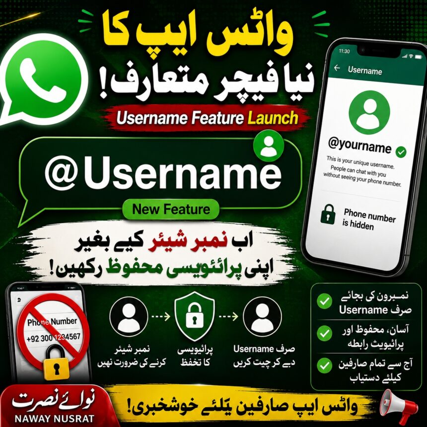 فیچر متعارف واٹس ایپ کا نیا “Username” فیچر متعارف، اب نمبر شیئر کیے بغیر چیٹ ممکن